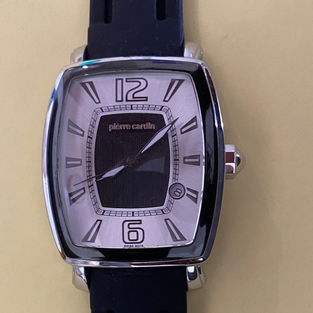 Pierre Cardin Silver and Black Rectangular Watch